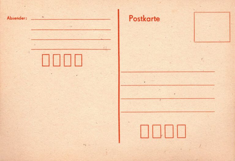 alte DDR Postkarte Rückseite für die Collage Abschiedssymphonie